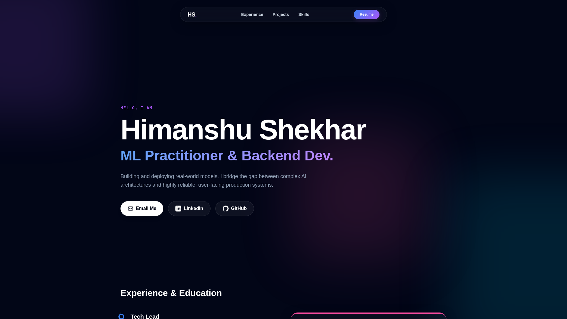 website screenshot of https://himanshu-shekhar.xyz/