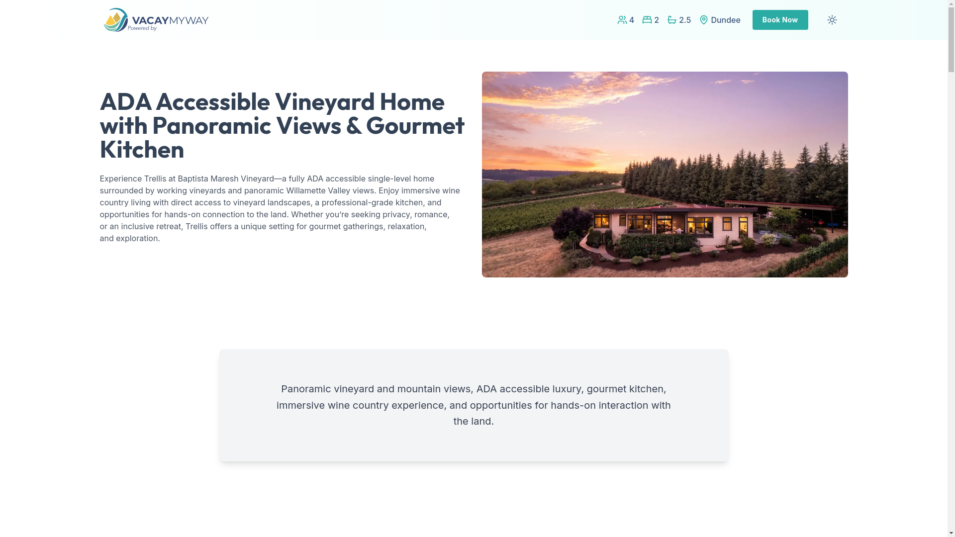 website screenshot of https://awevalley.vacations/