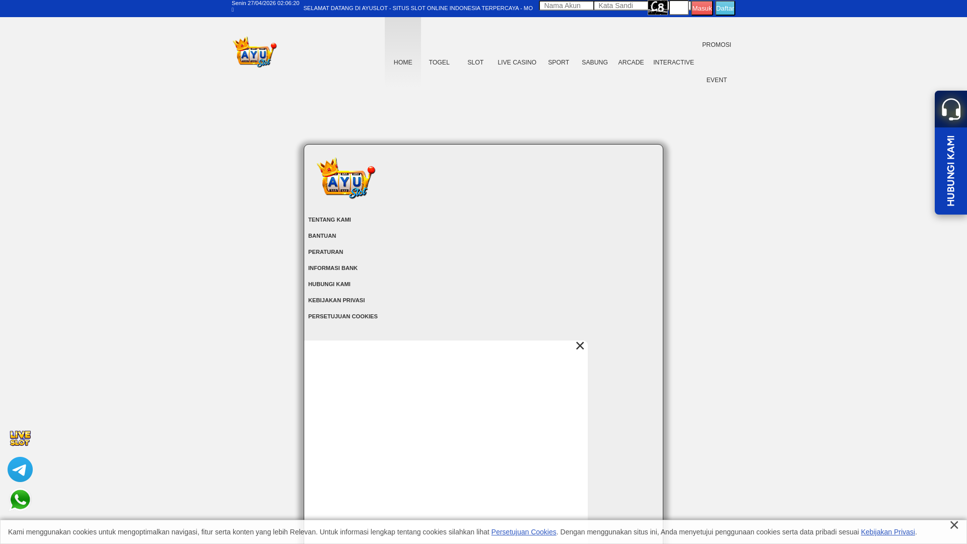 website screenshot of https://ayuslot-max.com/