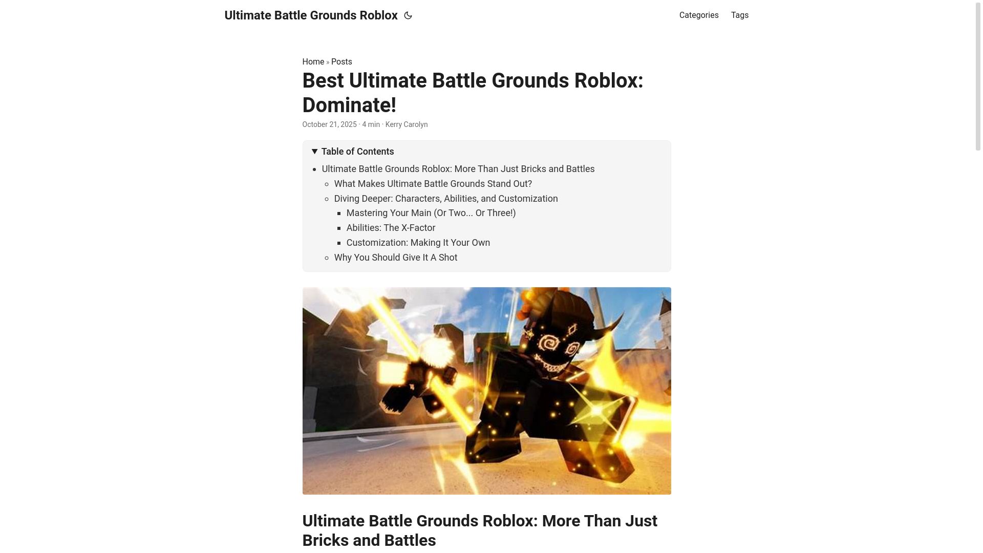 website screenshot of https://ultimate-battle-grounds-roblox.pages.dev/