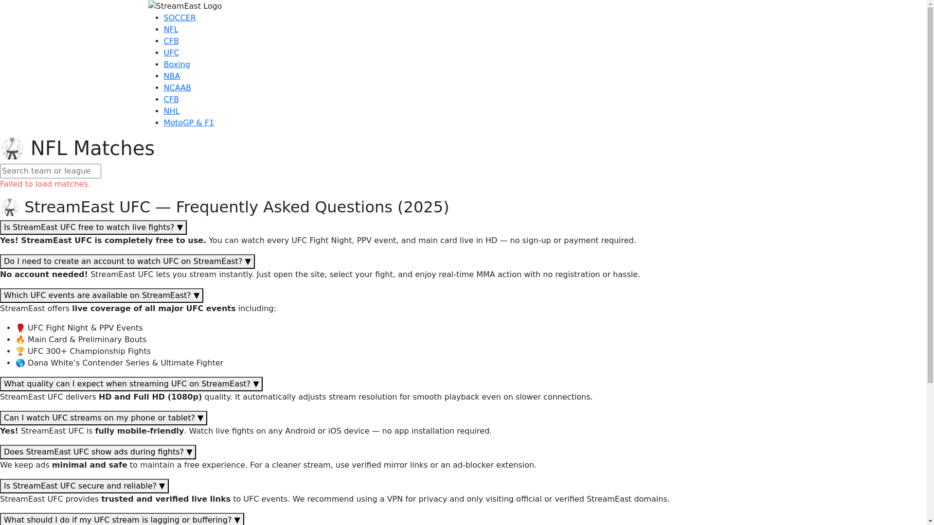 website screenshot of https://ufc-streameast-592.pages.dev/