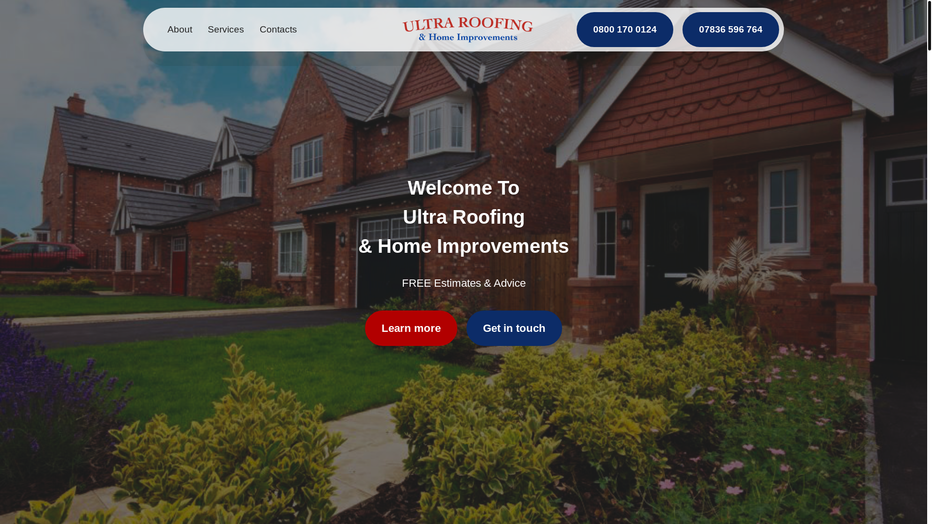 website screenshot of https://ultraroofingandhomeimprovements.co.uk/