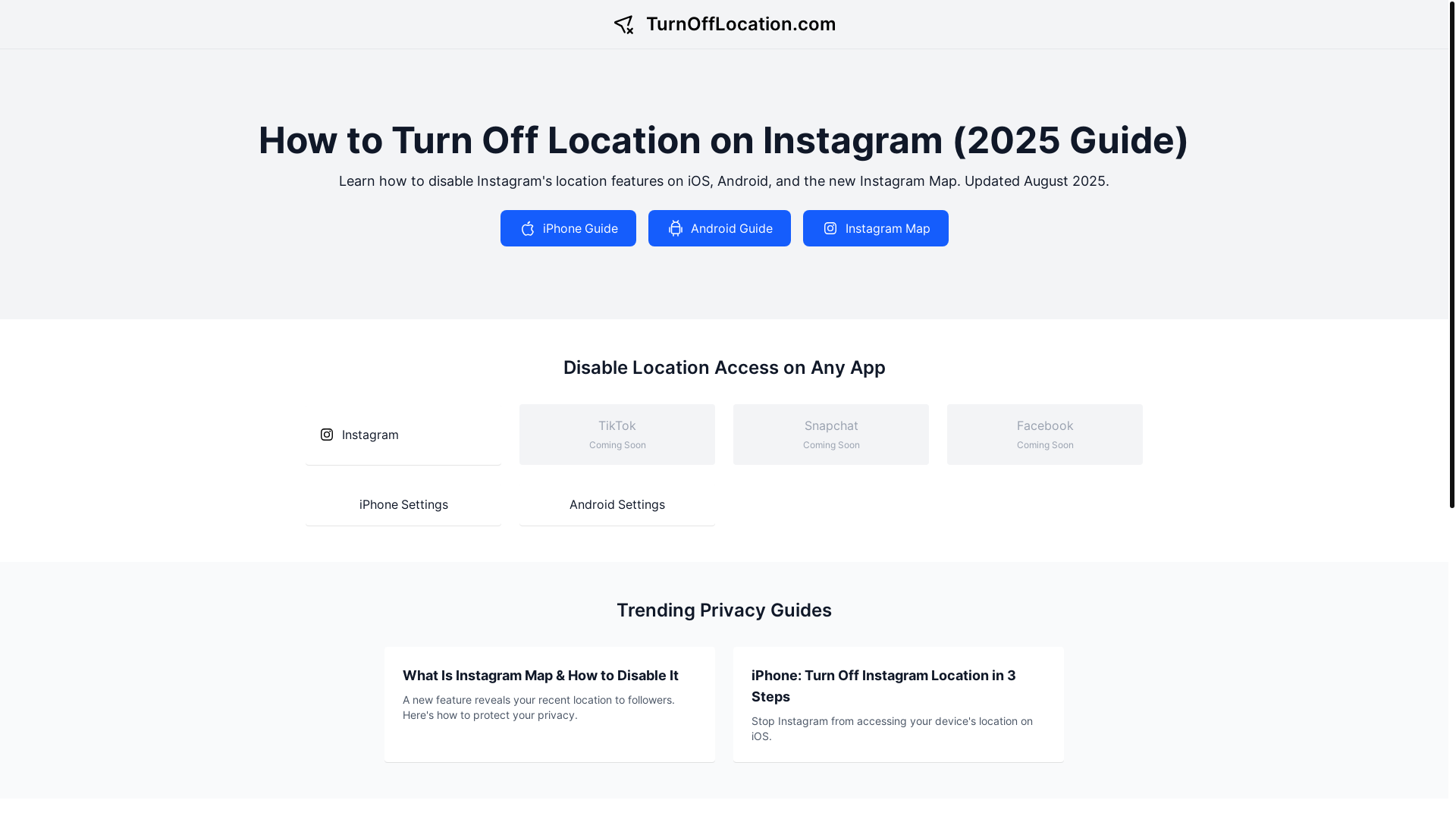 website screenshot of https://turnofflocation.com/