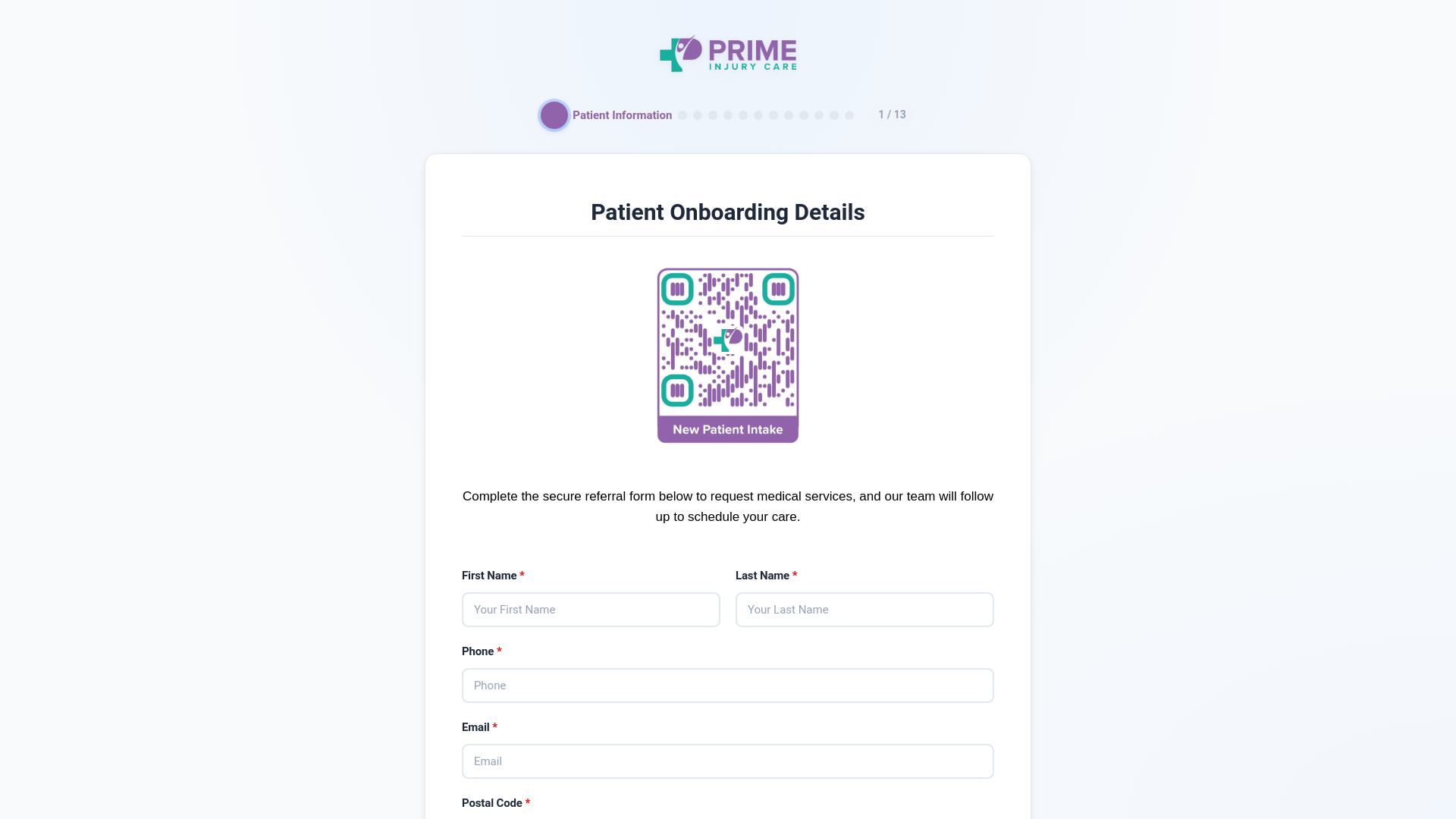 website screenshot of https://intakefollowup.primeinjury.com