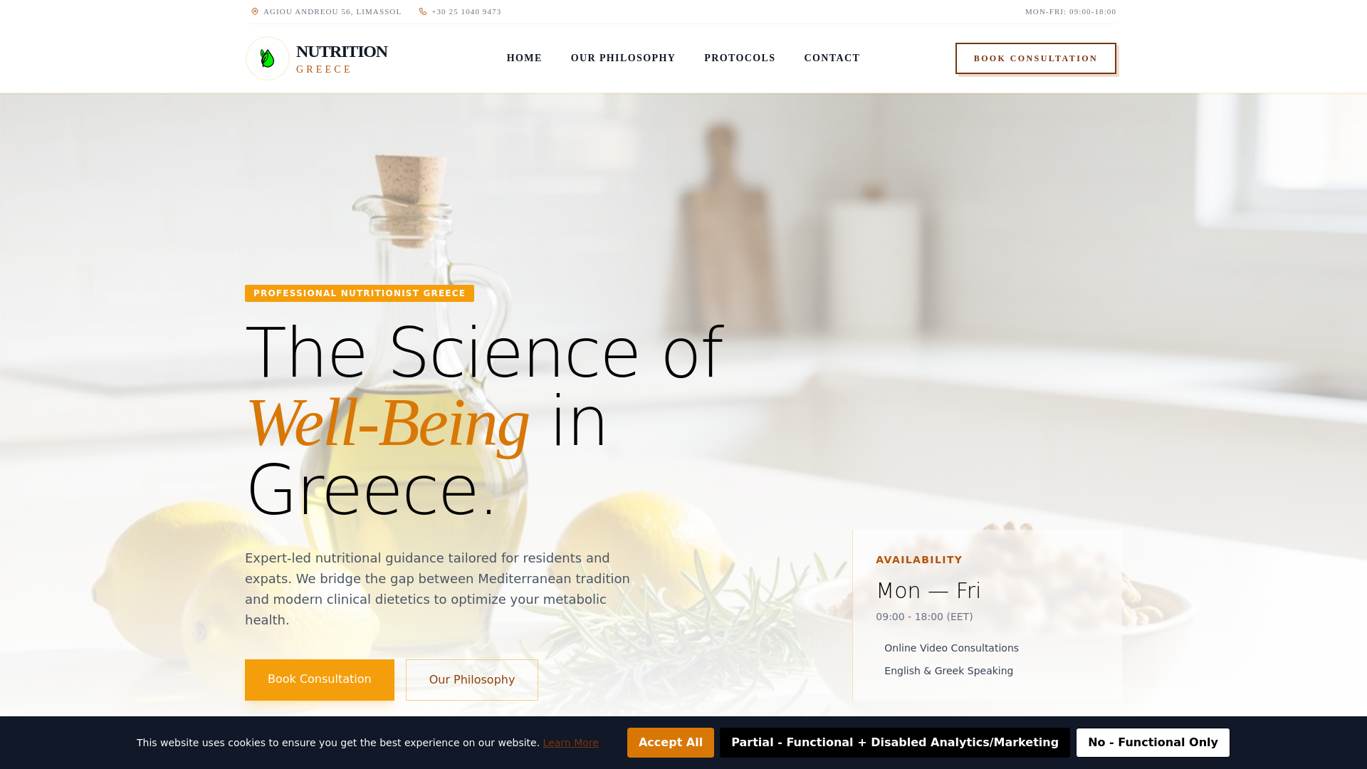 website screenshot of https://nutritiongreeceag.info