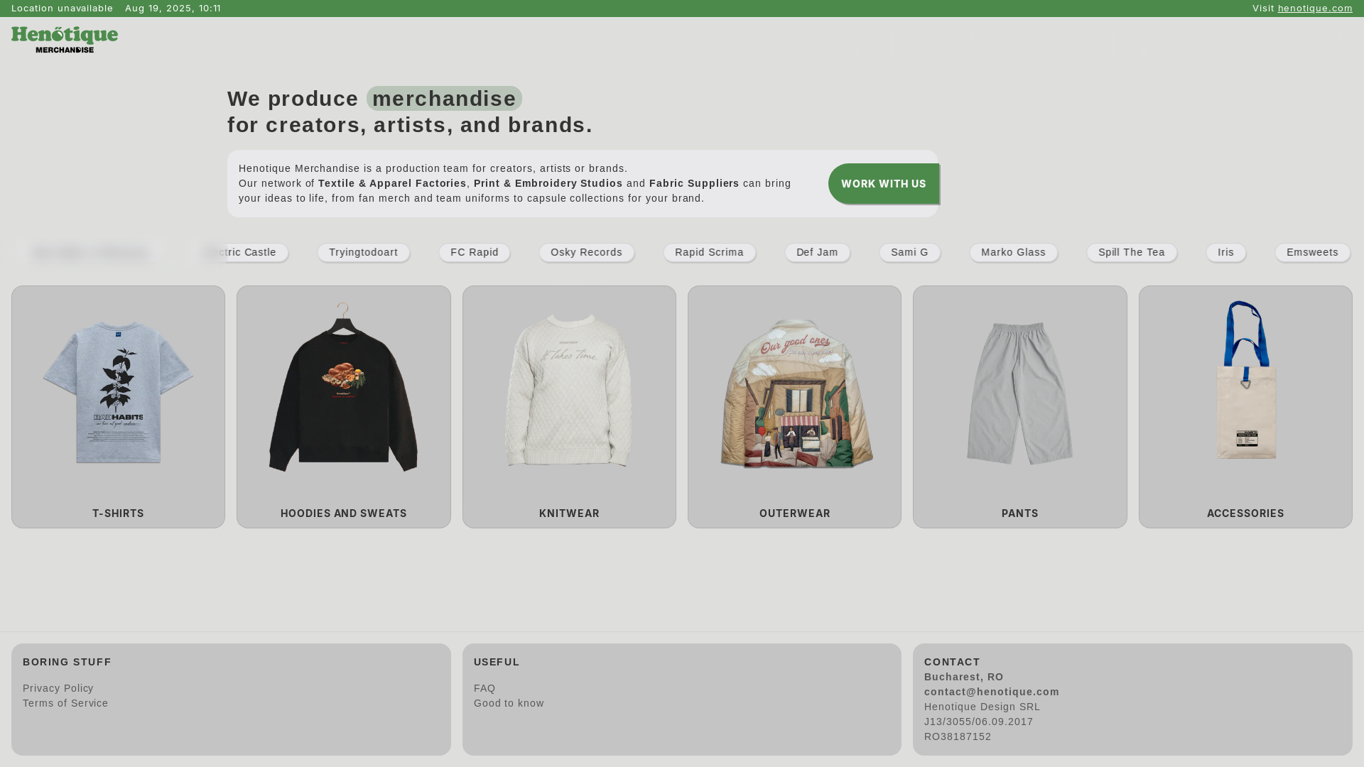 website screenshot of https://henotique-merch.com/