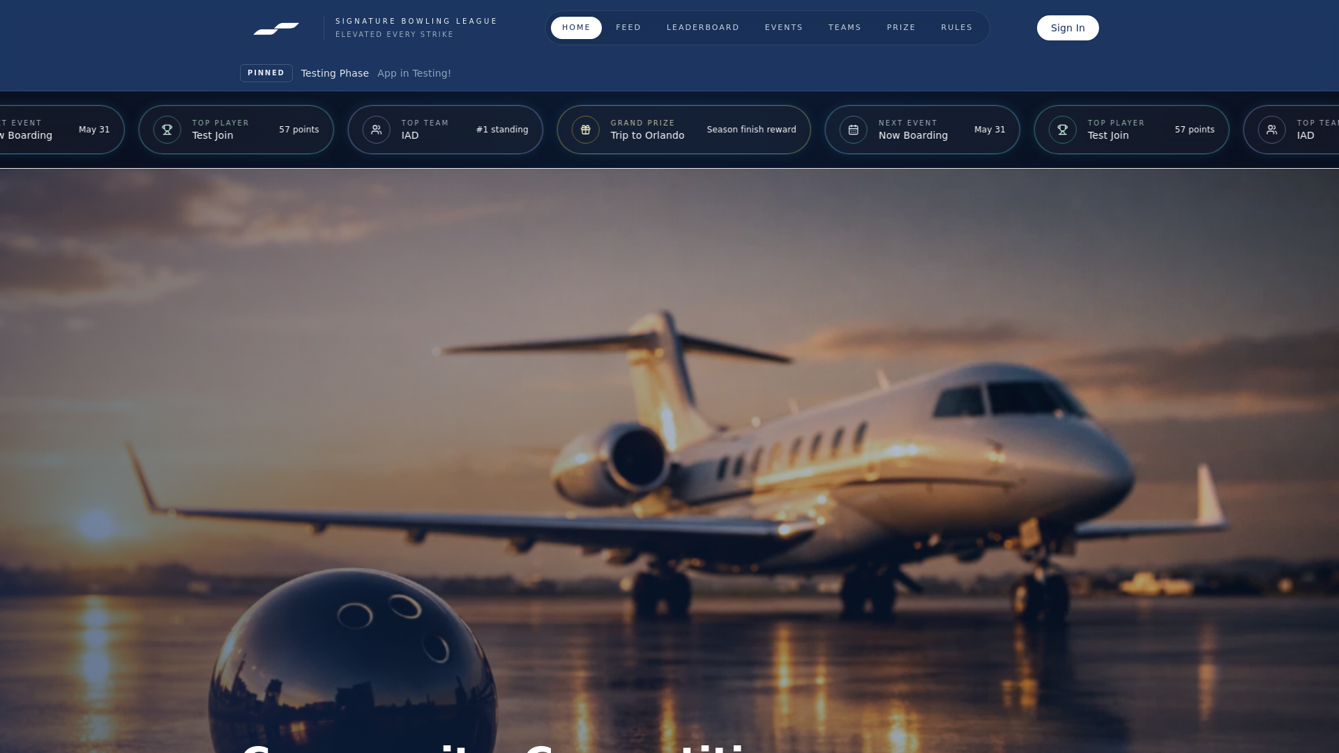 website screenshot of https://signaturebowlingleague.online/