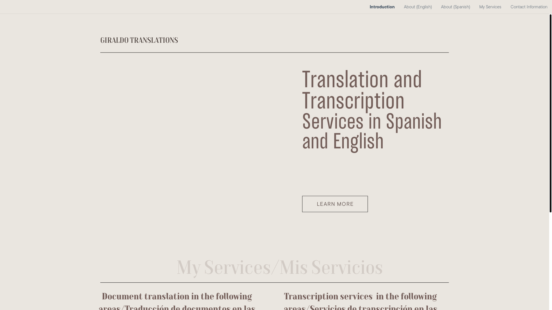 website screenshot of https://giraldotranslations.com/