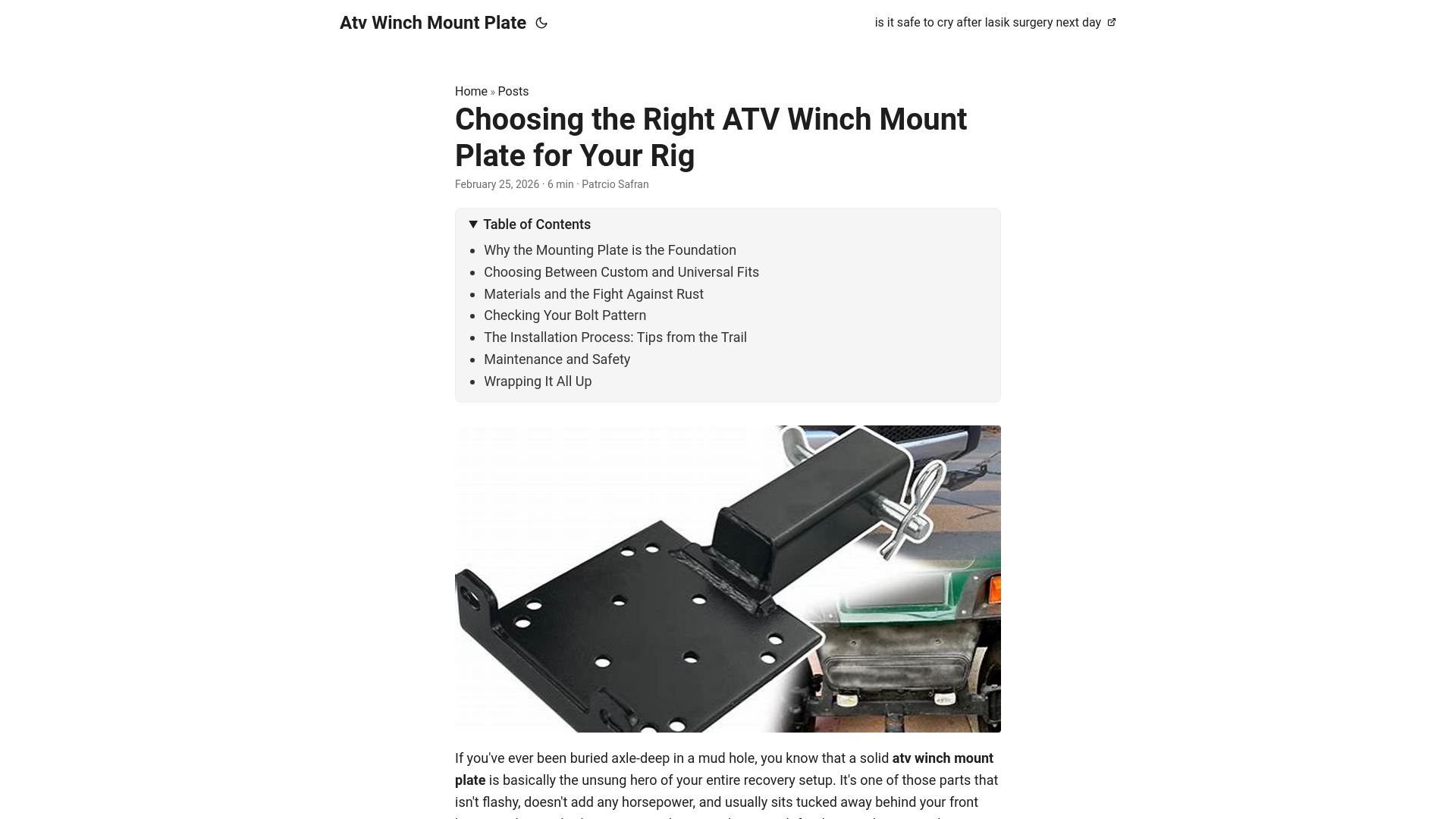 website screenshot of https://atv-winch-mount-plate.pages.dev/