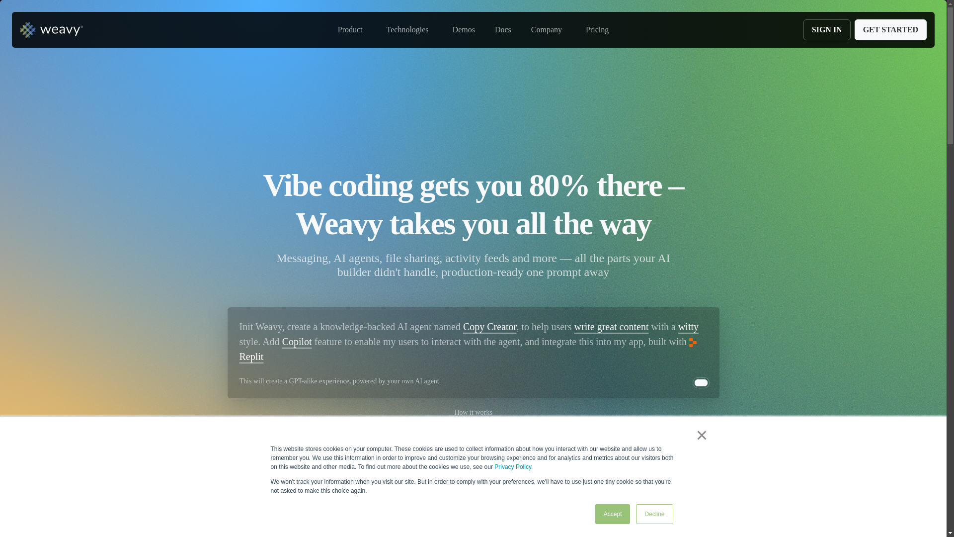 website screenshot of https://beweavy.com/