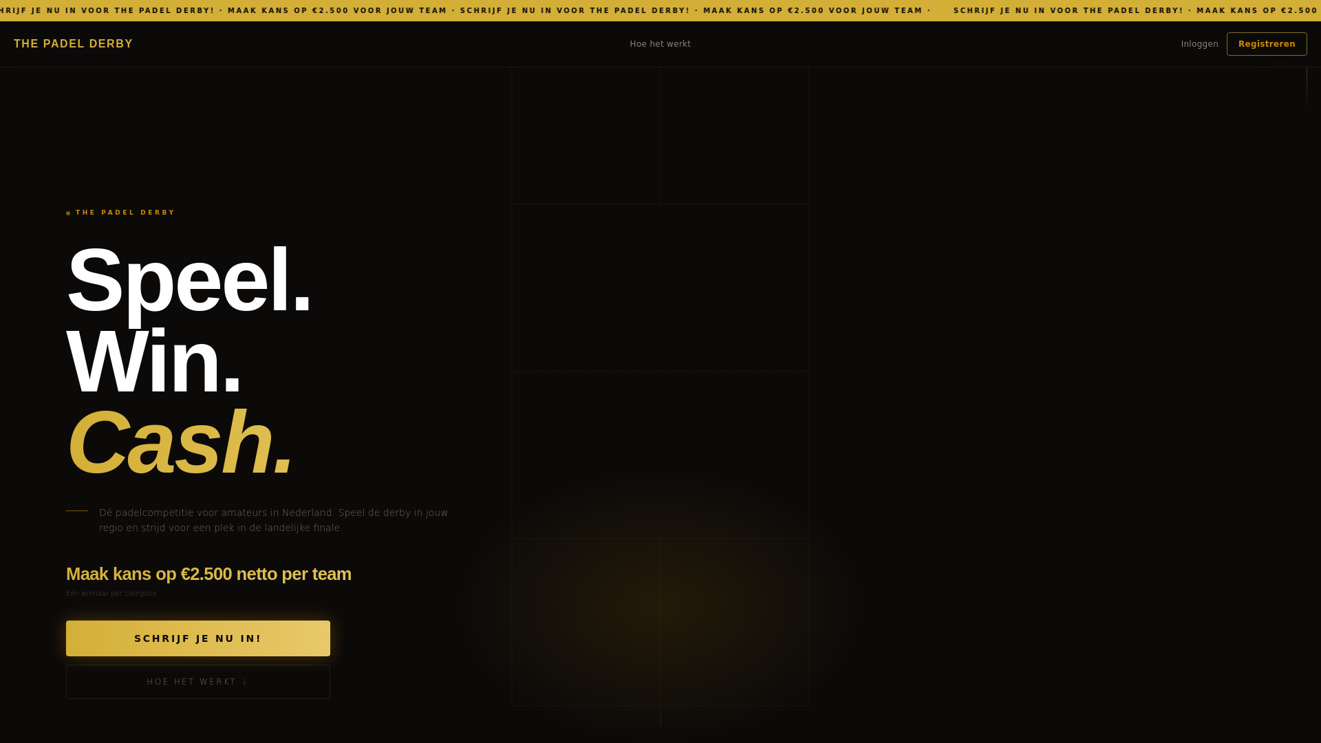 website screenshot of https://thepadelderby.com/