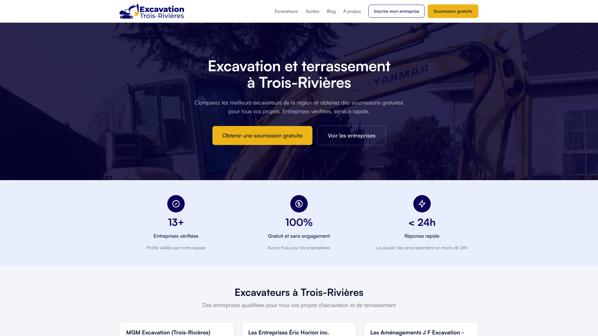 website screenshot of https://excavationtroisrivieres.pages.dev/