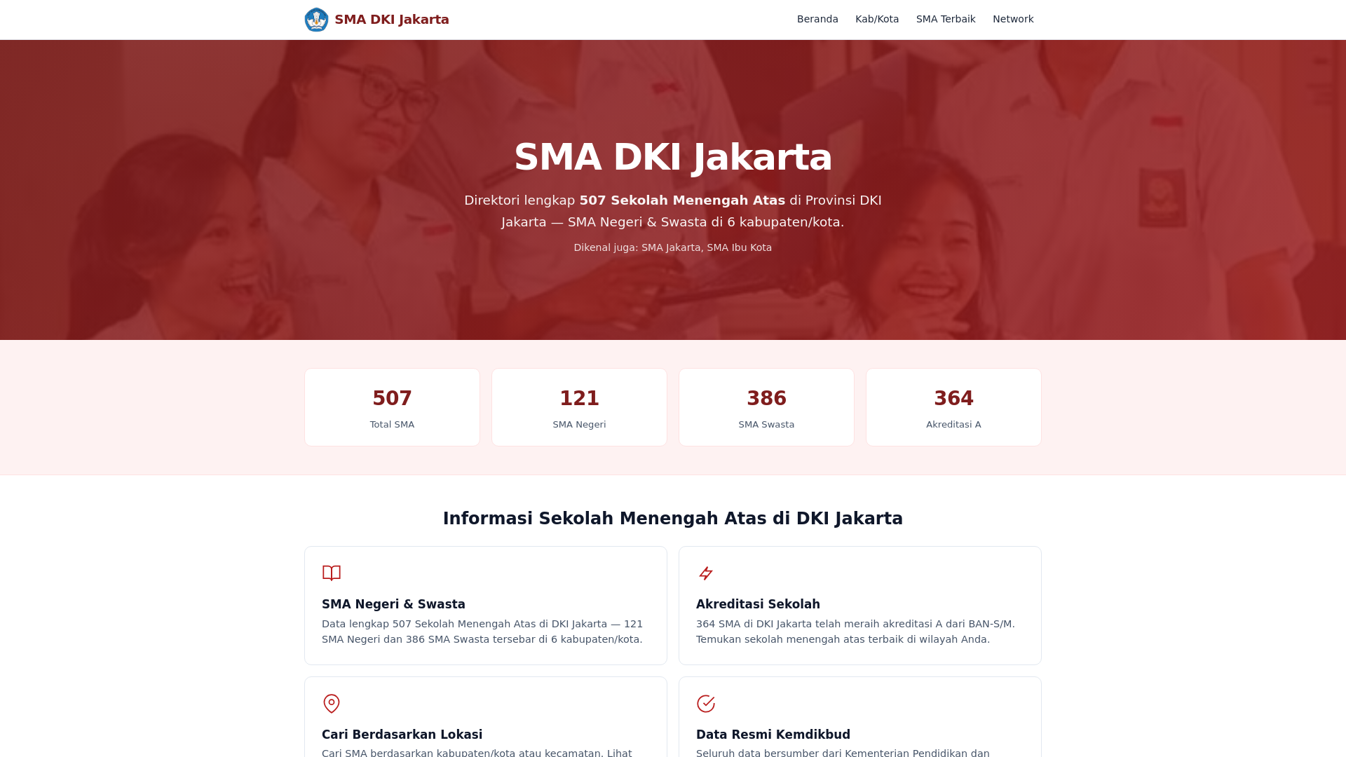 website screenshot of https://smajakarta.org/