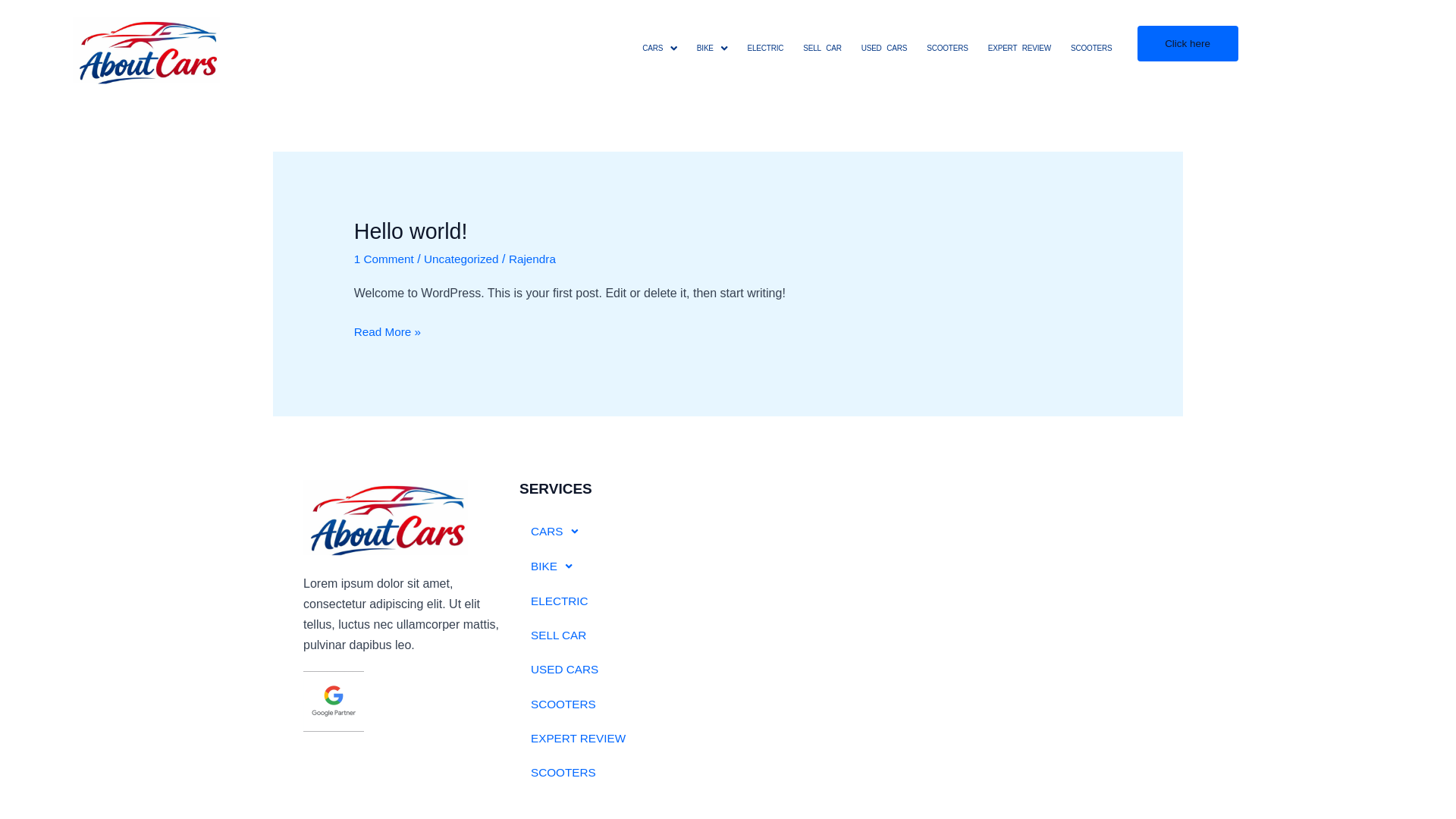 website screenshot of https://aboutcars.co.in/
