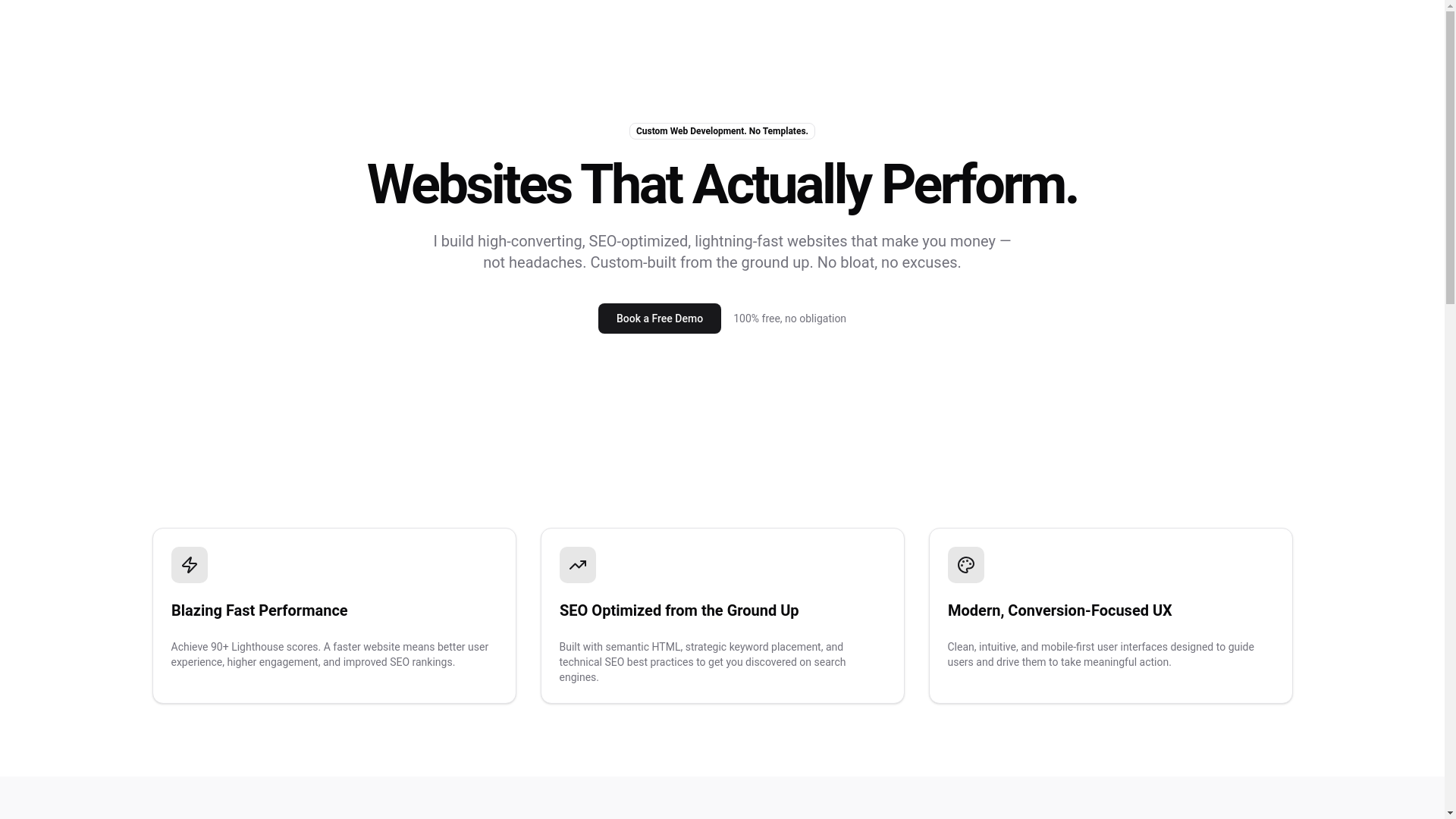 website screenshot of https://takeover.software/