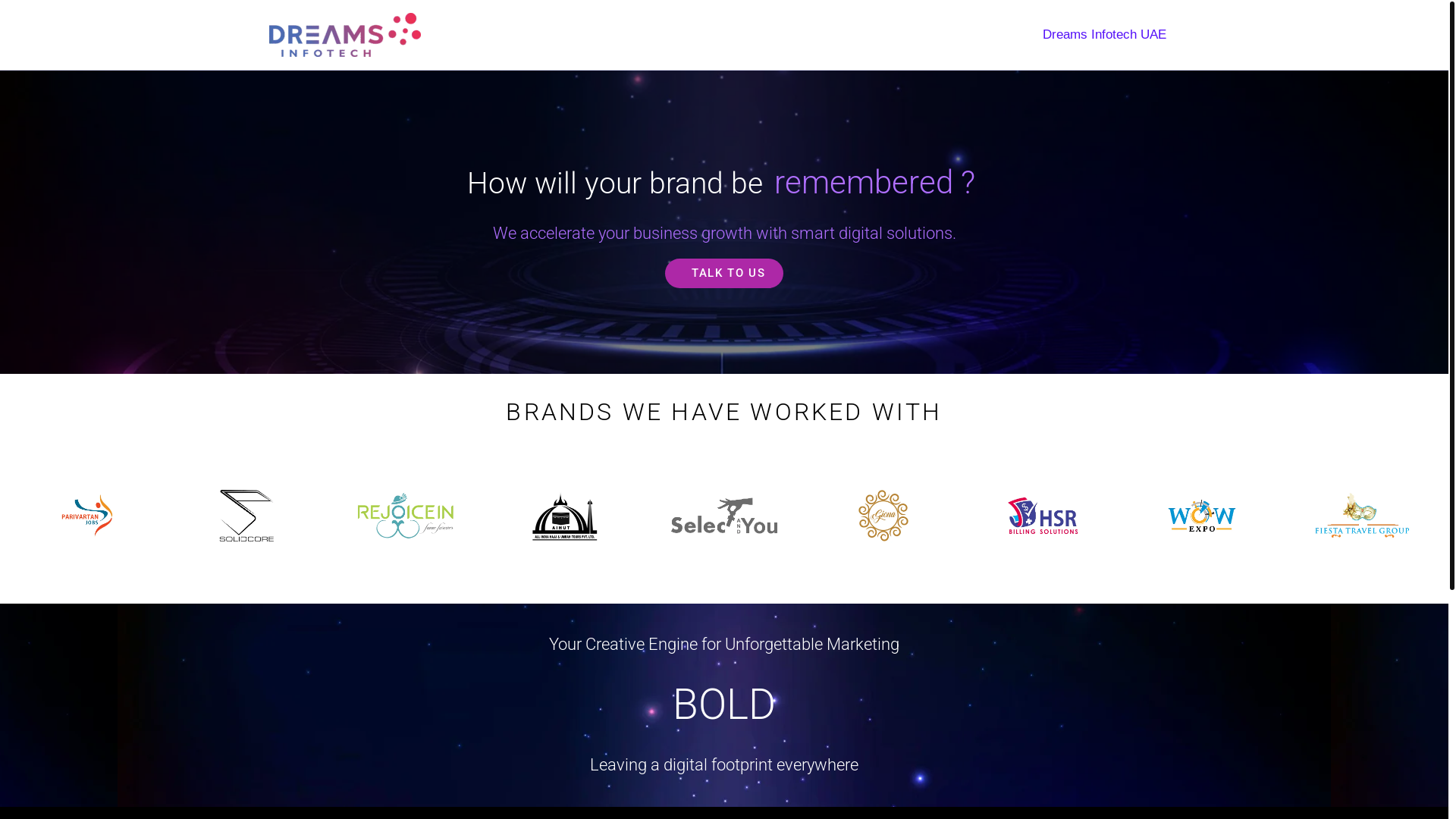 website screenshot of https://dreamsinfotech.ae/