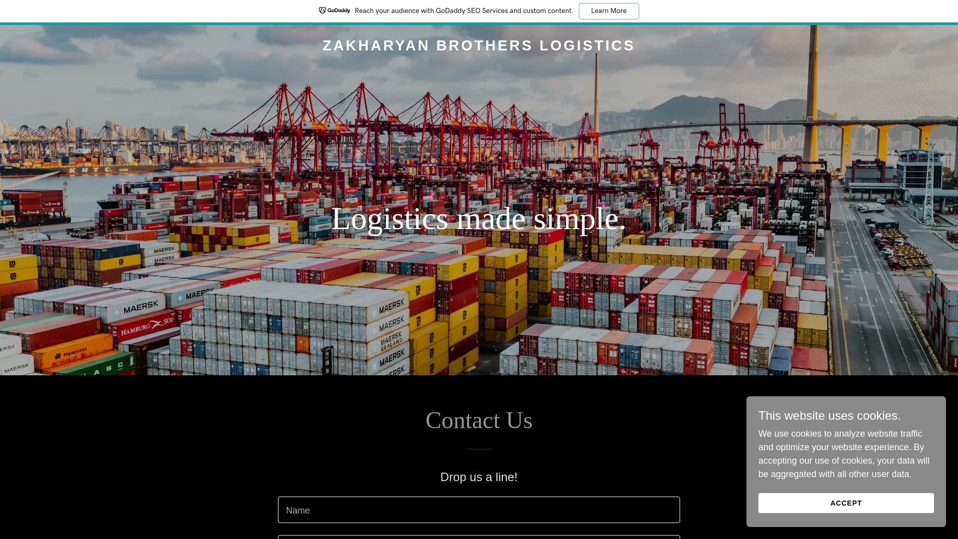 website screenshot of https://zakharyanbrotherslogistics.com/