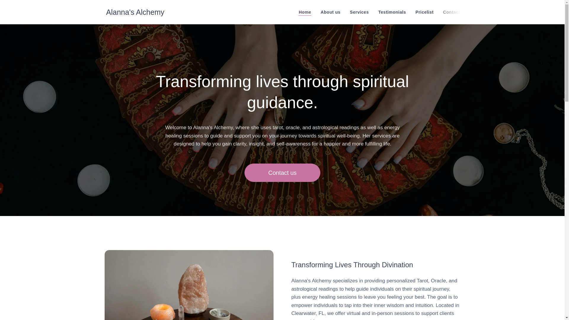website screenshot of https://alannasalchemy.com/