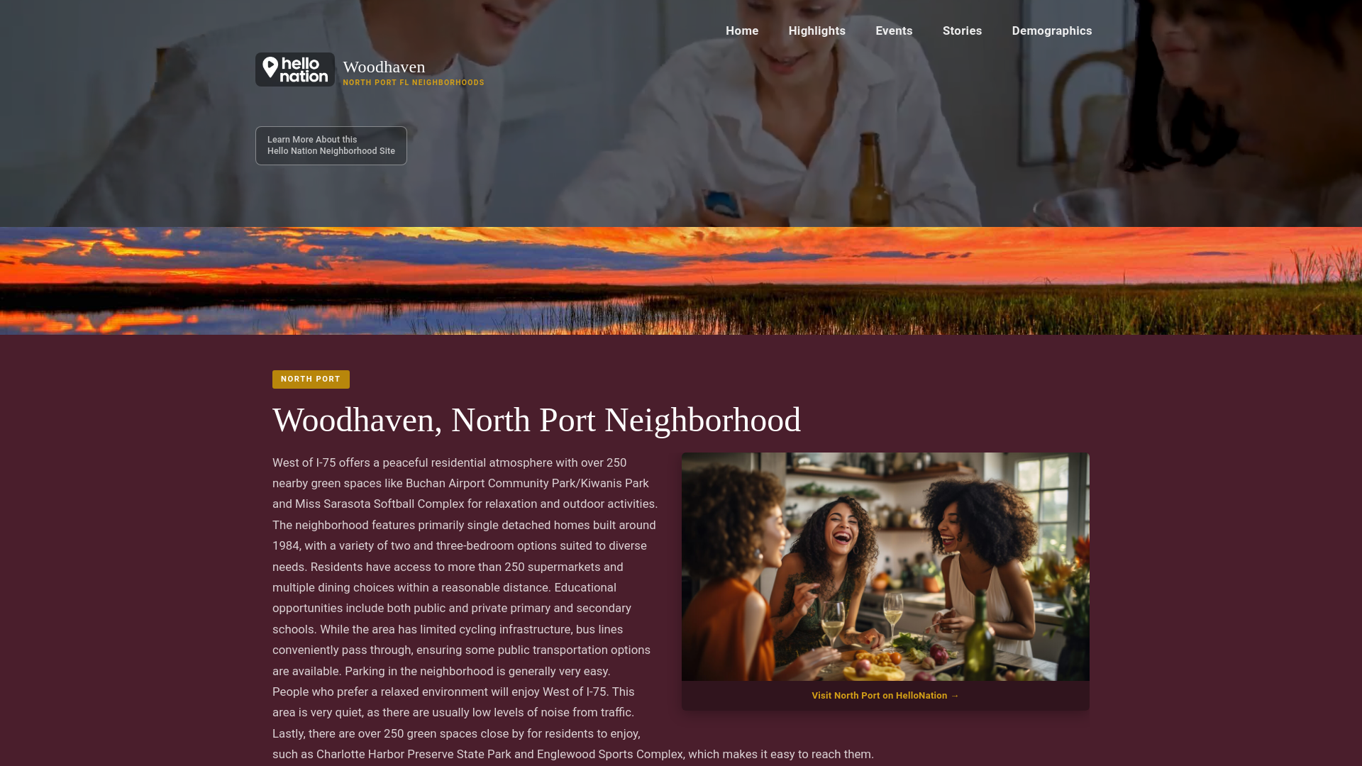 website screenshot of https://woodhavennorthportneighborhood.org/