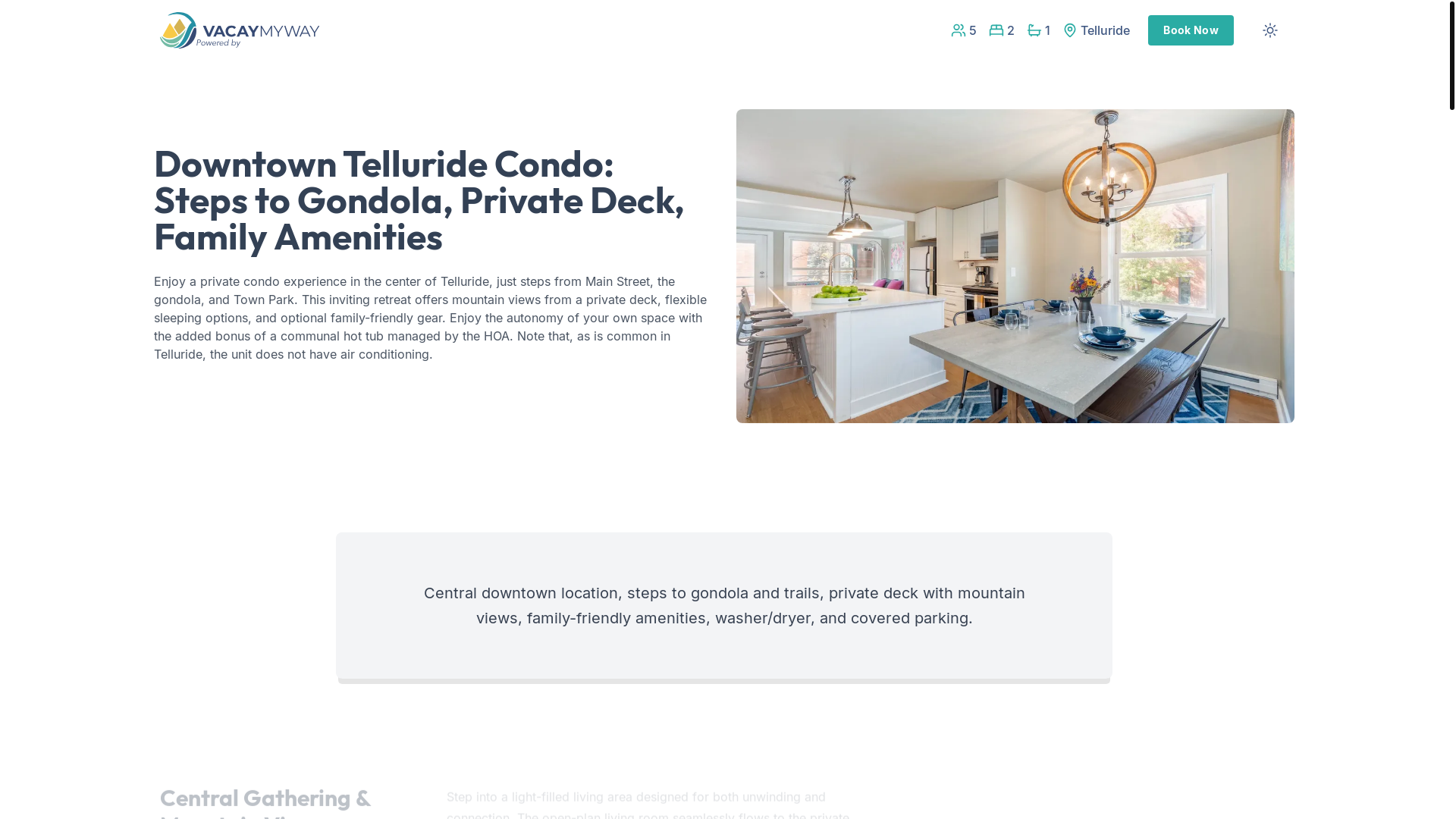 website screenshot of https://cozytelluride.vacations/