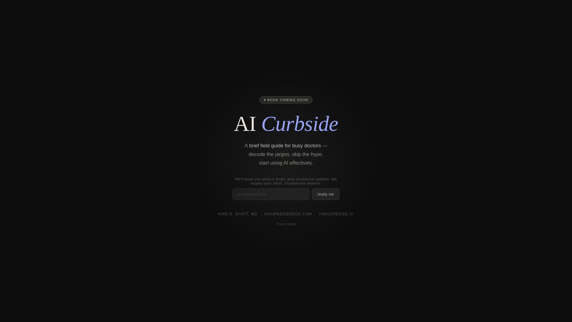 website screenshot of https://aicurbsidebook.com/