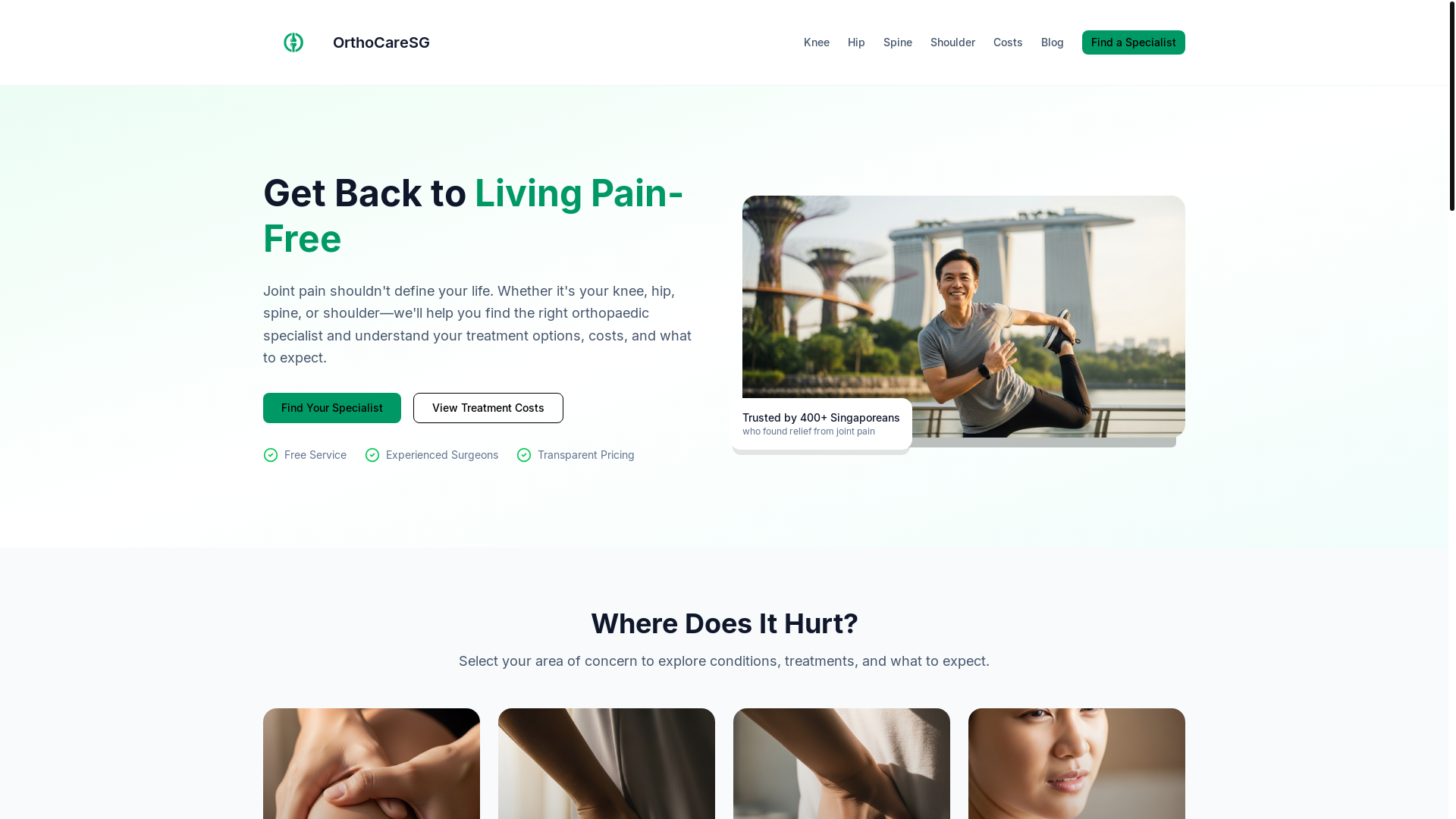 website screenshot of https://orthocaresg.pages.dev/