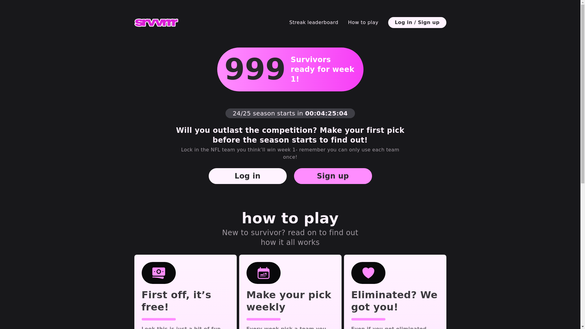 website screenshot of https://nfl-survivor.pages.dev/