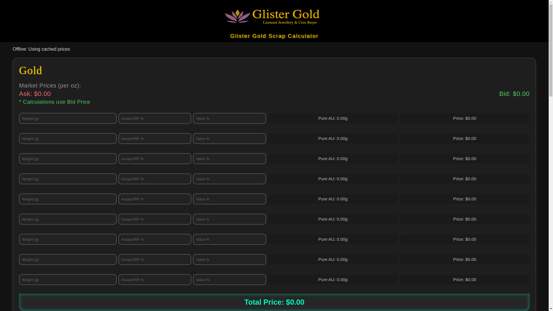 website screenshot of https://glister-gold-scrap-calc.pages.dev/