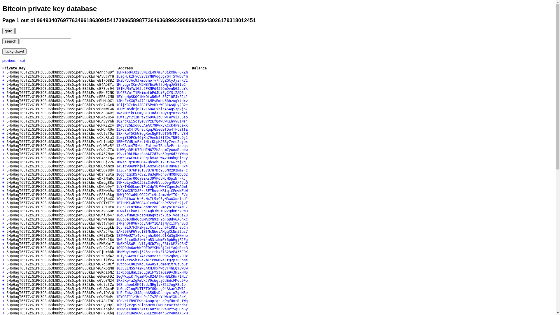 website screenshot of https://bitcoin-privatekey-database.pages.dev/