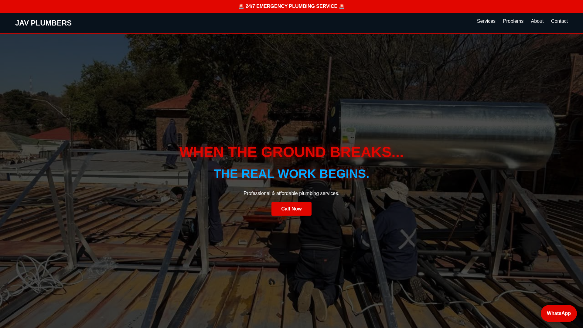 website screenshot of https://javplumbers.co.za/