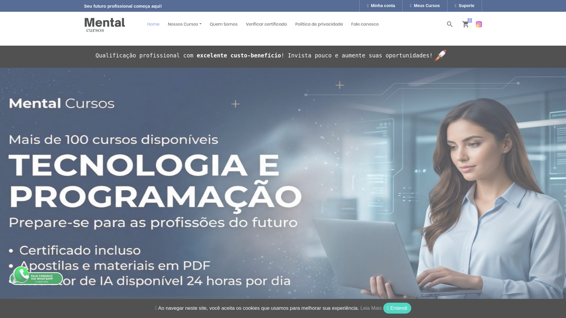 website screenshot of https://mentalcursos.com.br/