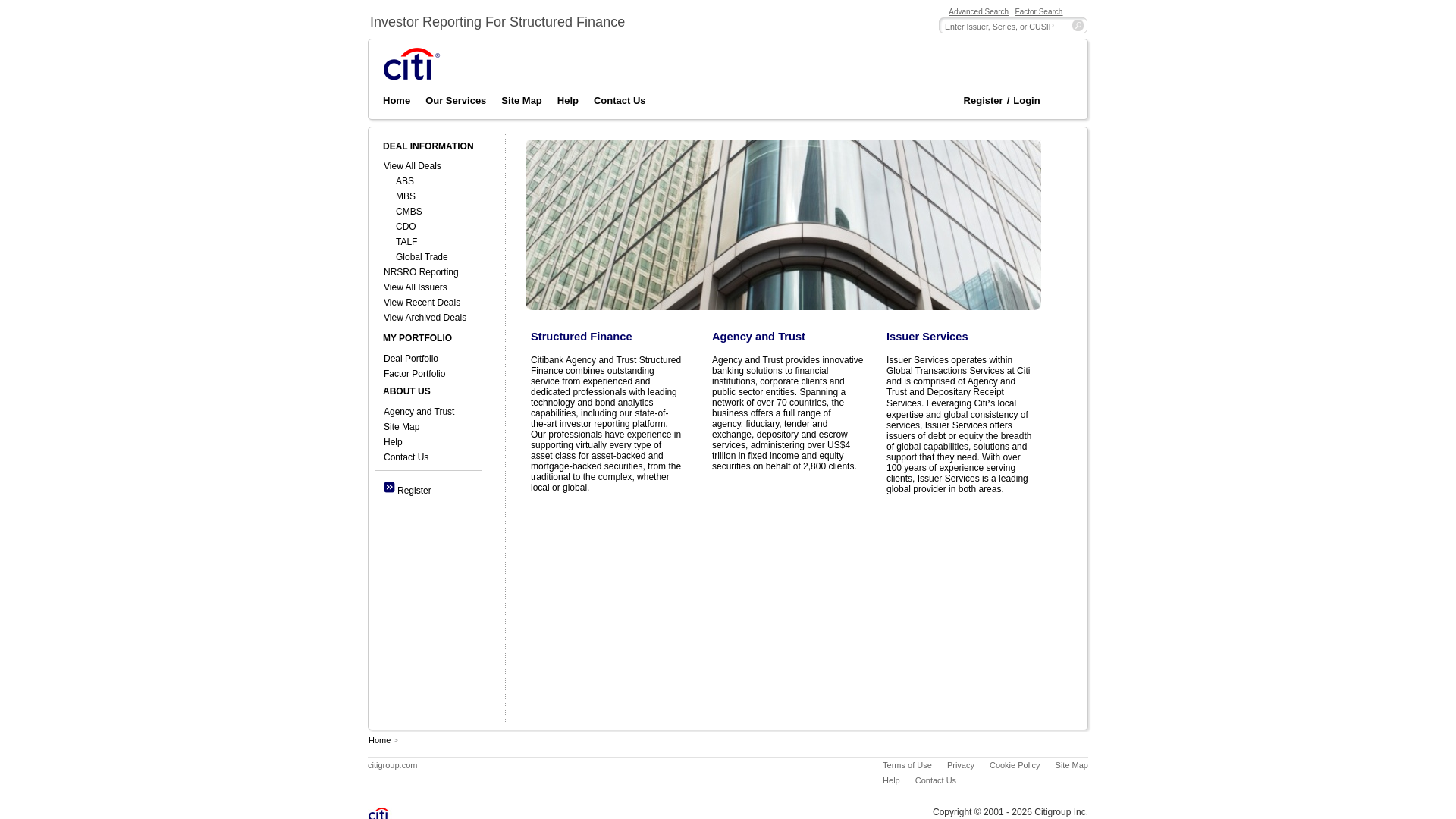 website screenshot of http://sf.citidirect.com/