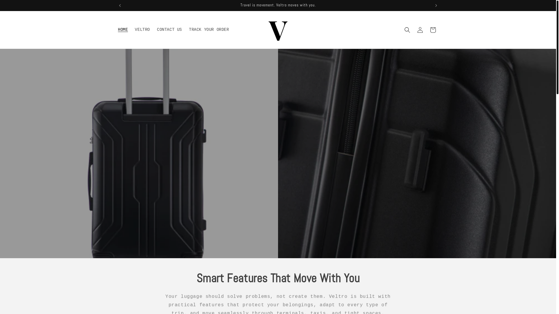 website screenshot of https://veltroluggage.com/