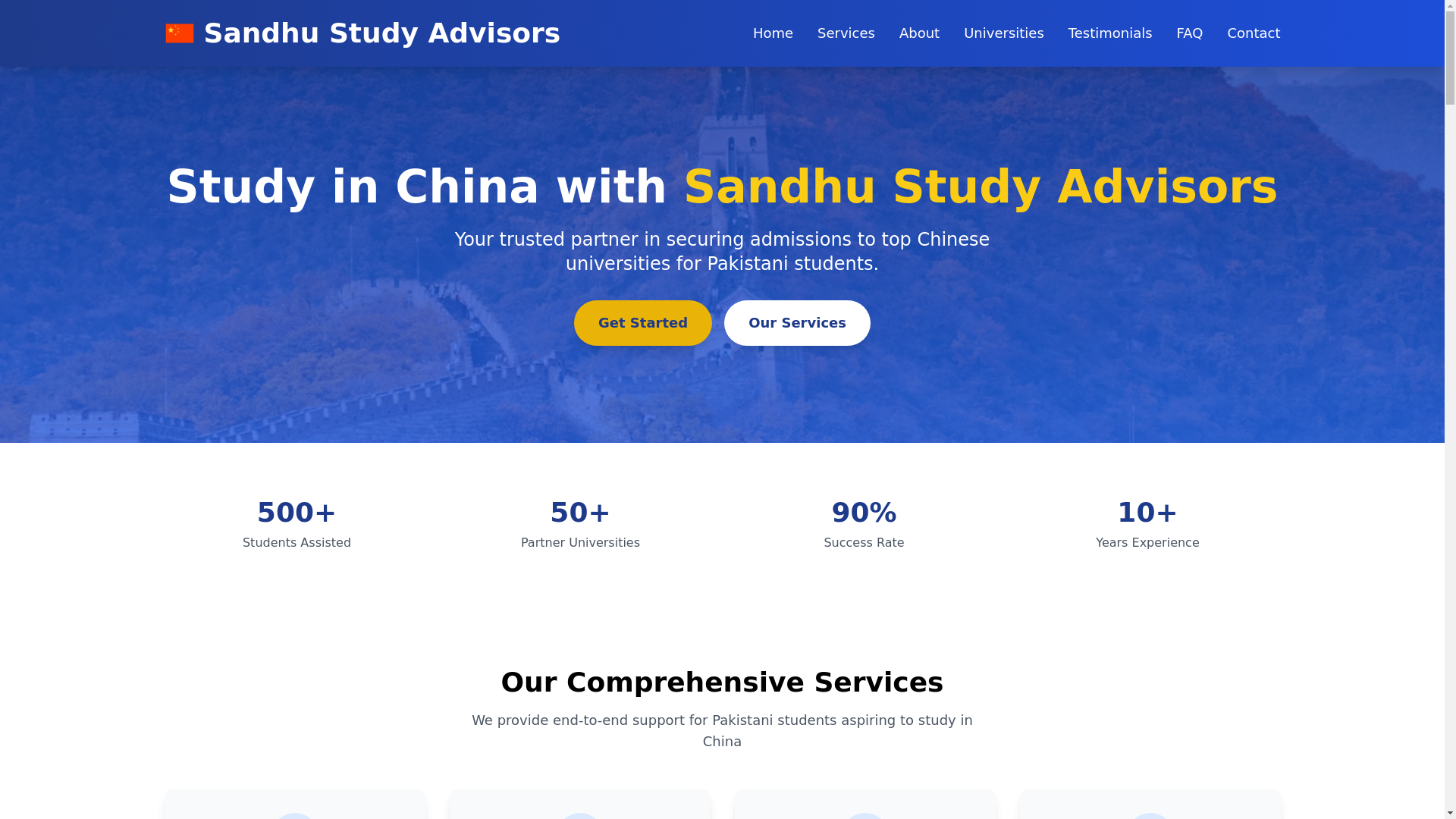 website screenshot of https://sandhustudyadvisor.site/