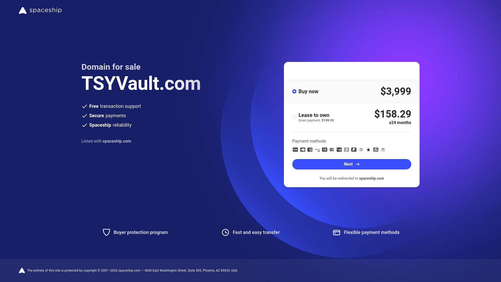 website screenshot of https://tsyvault.com