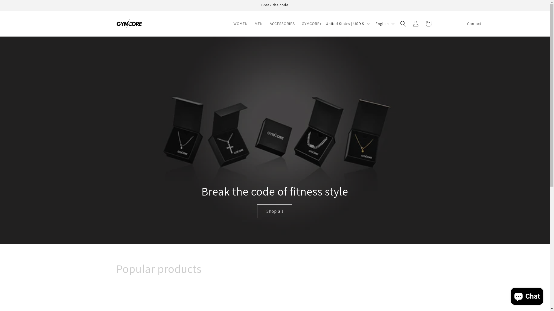 website screenshot of https://gymcore.io/