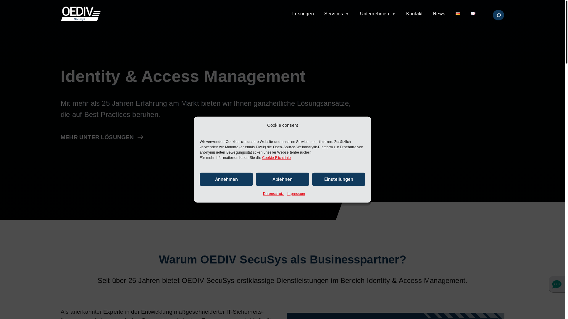 website screenshot of https://secusys-iam.de/