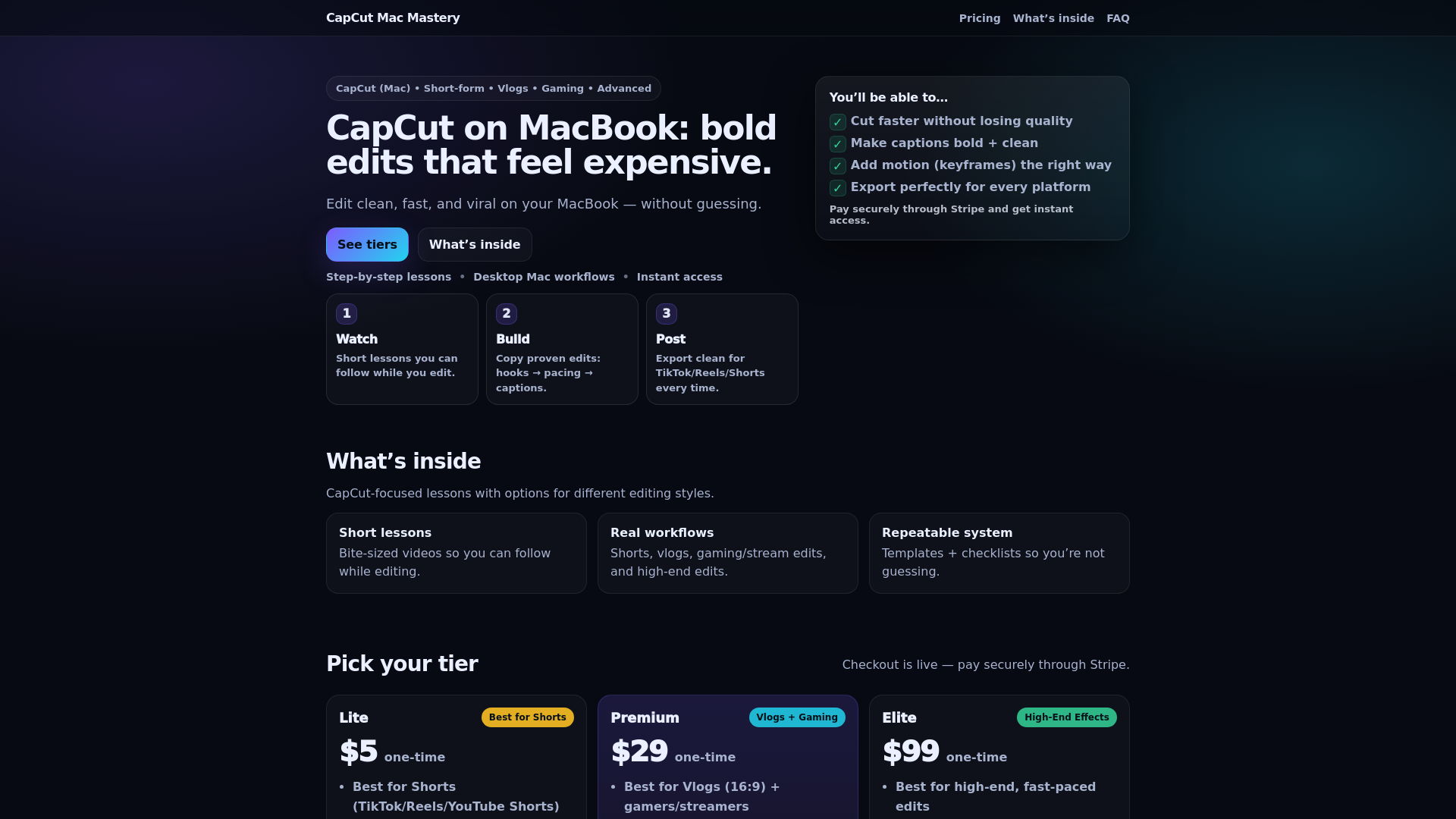 website screenshot of https://mactutorials.shop
