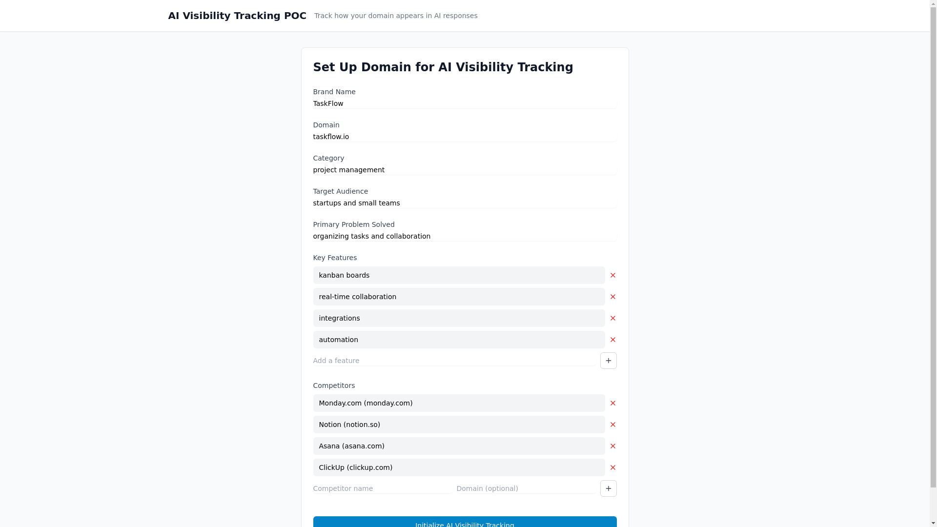 website screenshot of https://ai-visibility-tracking.pages.dev/