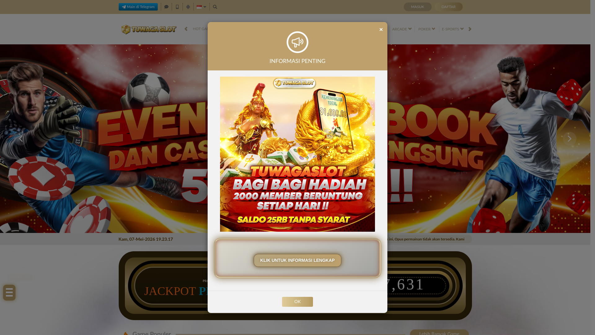 website screenshot of https://tuwagaslotone.click/