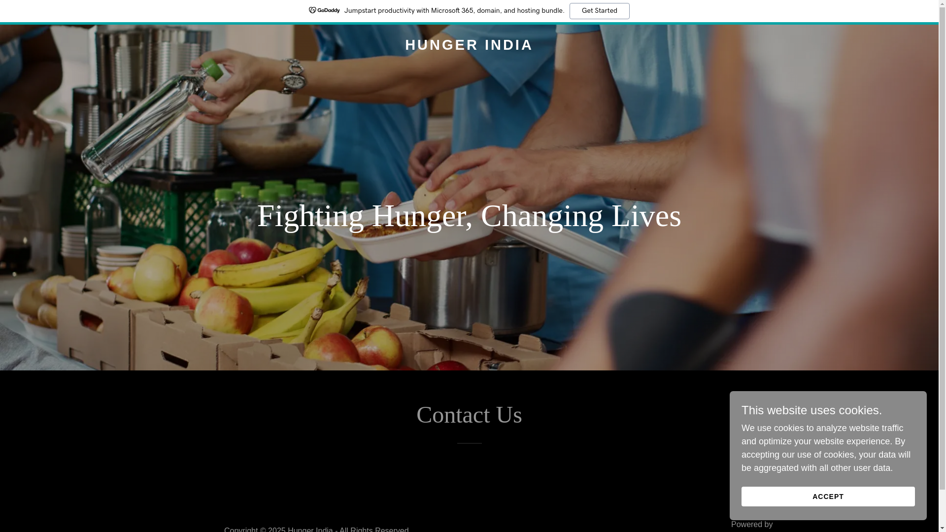 website screenshot of https://hungerindia.org/