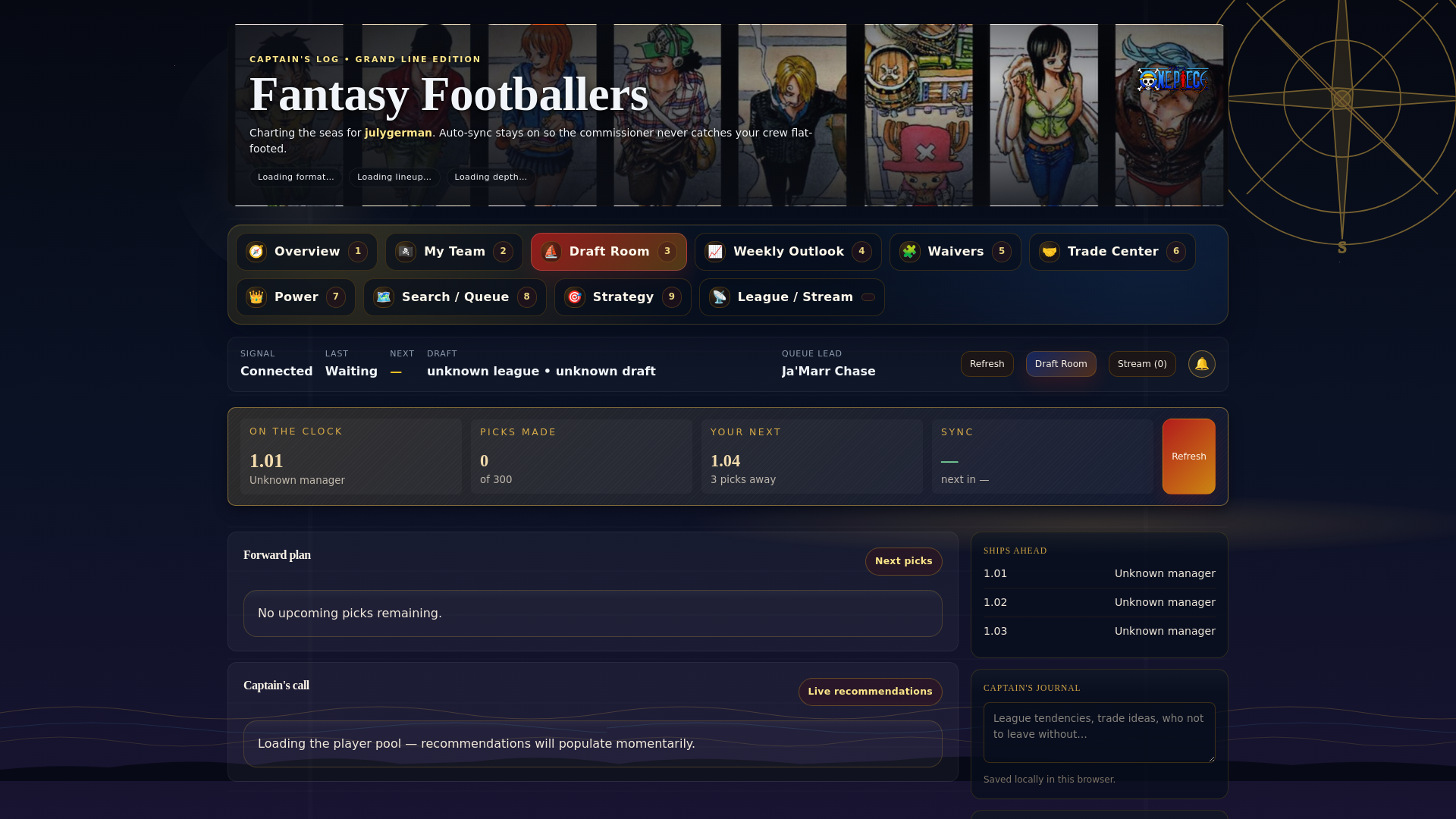 website screenshot of https://fantasy-footballers-dashboard.pages.dev/