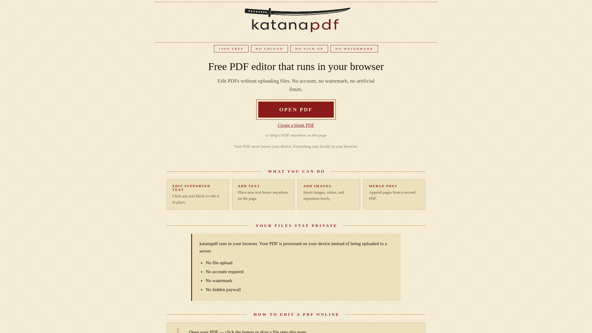 website screenshot of https://katanapdf.com/