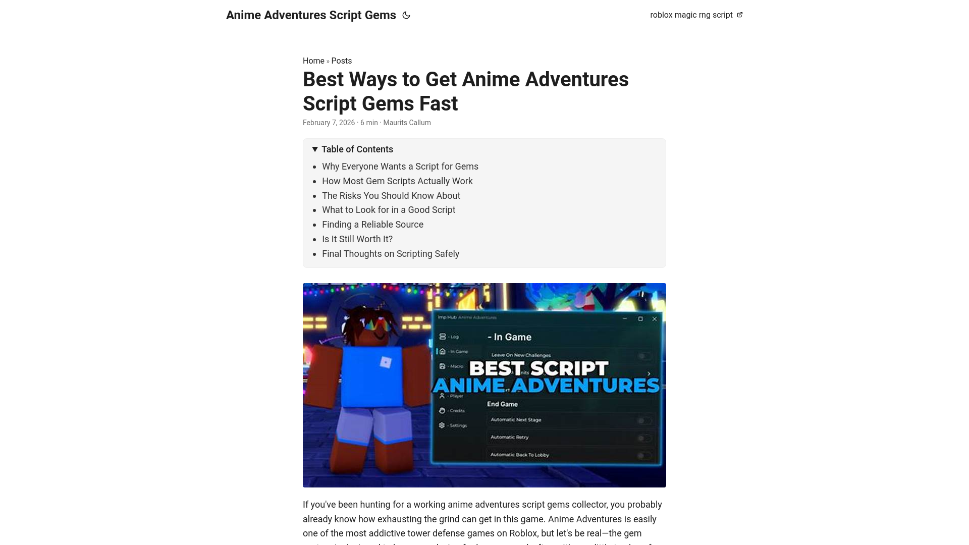 website screenshot of https://anime-adventures-script-gems.pages.dev/