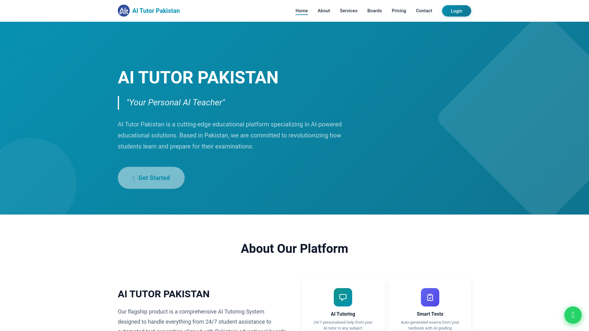 website screenshot of https://aitutorpk.com