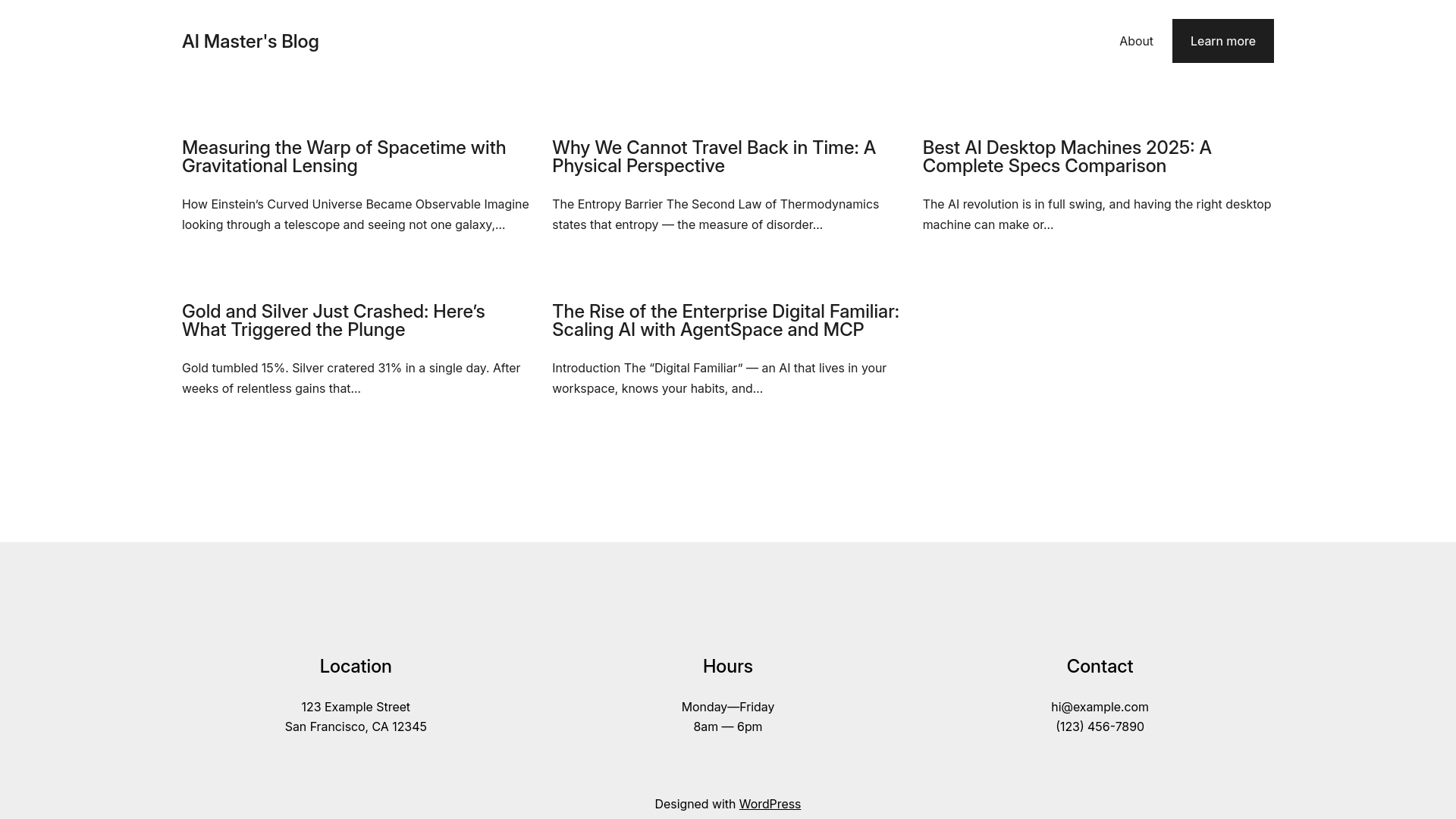 website screenshot of https://aimasternow.blog/