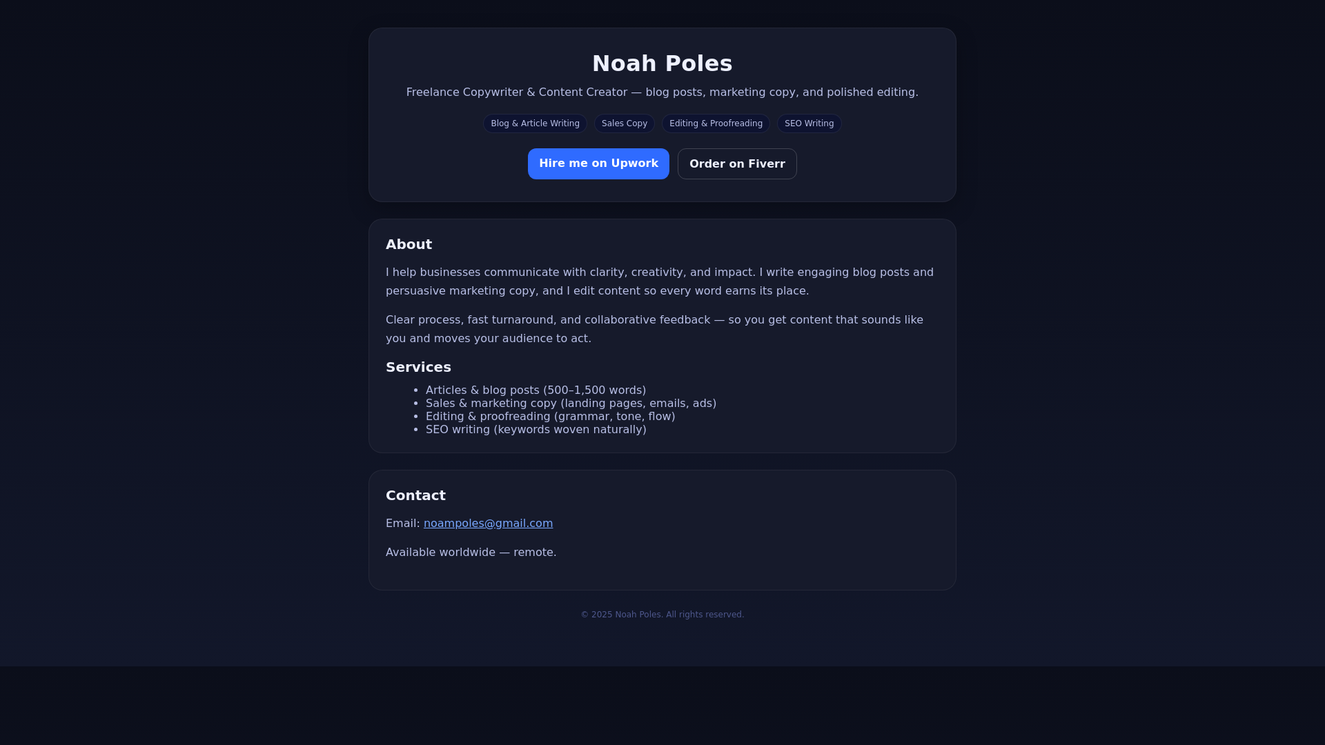 website screenshot of https://writewithnoah.com/