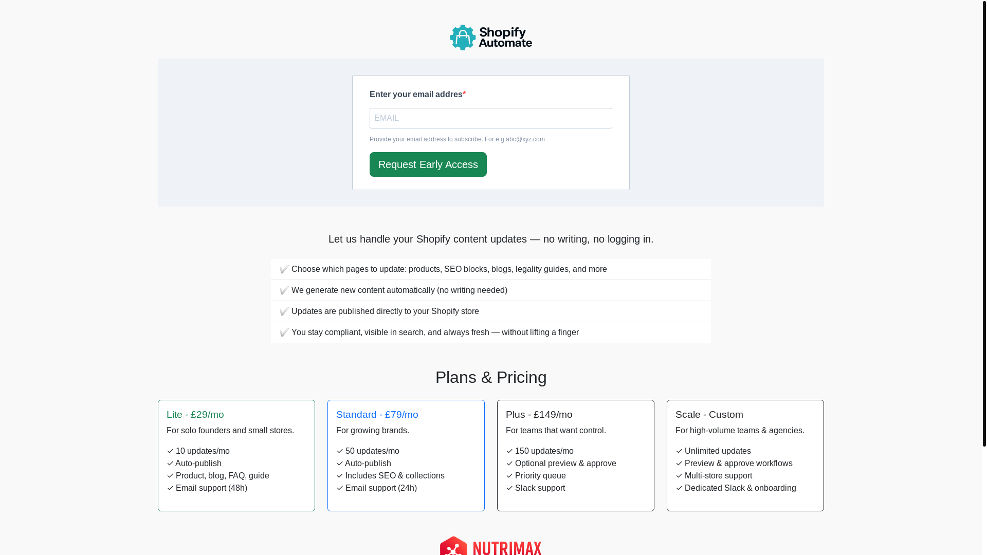 website screenshot of https://shopifyautomate.com/
