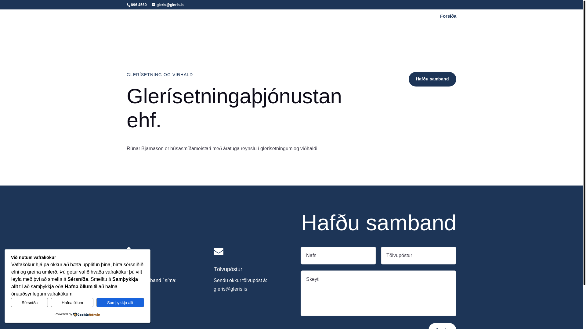 website screenshot of https://gleris.is/