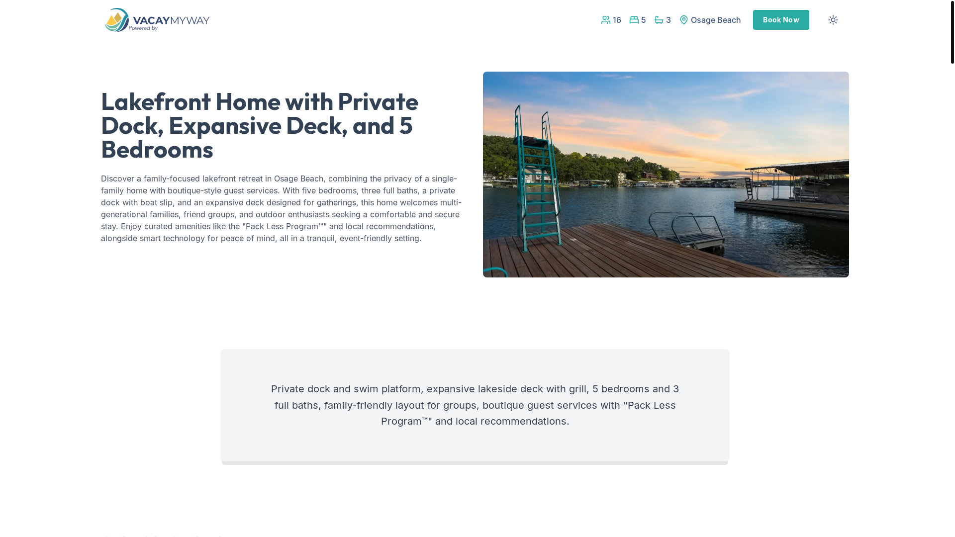 website screenshot of https://tranquilosage.vacations/